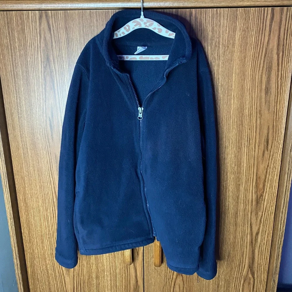 Old Navy Fleece Jacket Kids Size M 8 Navy Blue Full Zip Mock Neck Soft Cozy